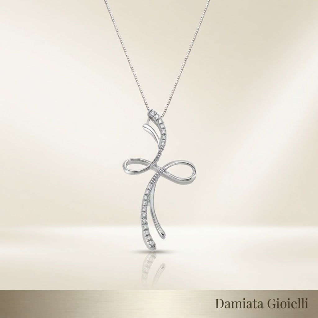 Collana a croce donna Miluna in oro bianco e diamanti ref. CLD2261