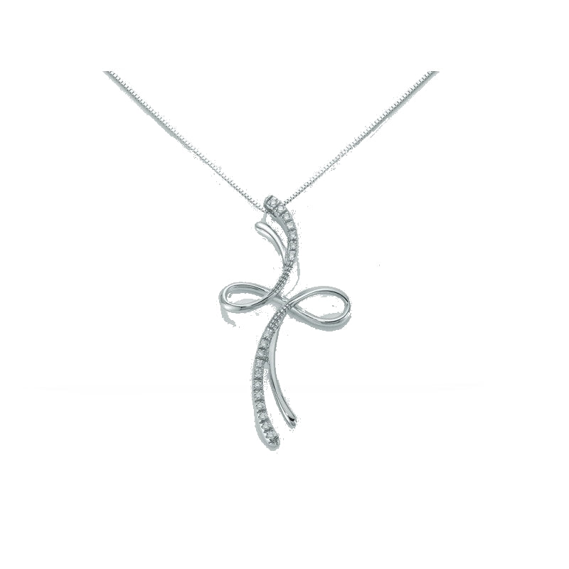 Collana a croce donna Miluna in oro bianco e diamanti CLD2261