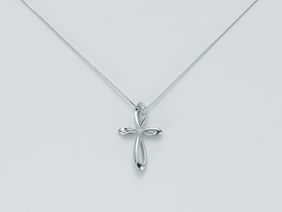 Collana a croce donna Miluna in oro bianco e diamanti CLD2914