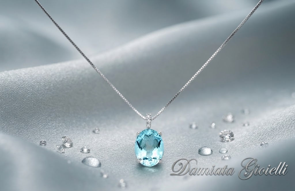 Collana donna Miluna in oro bianco, diamanti e topazio ref. CLD4068X