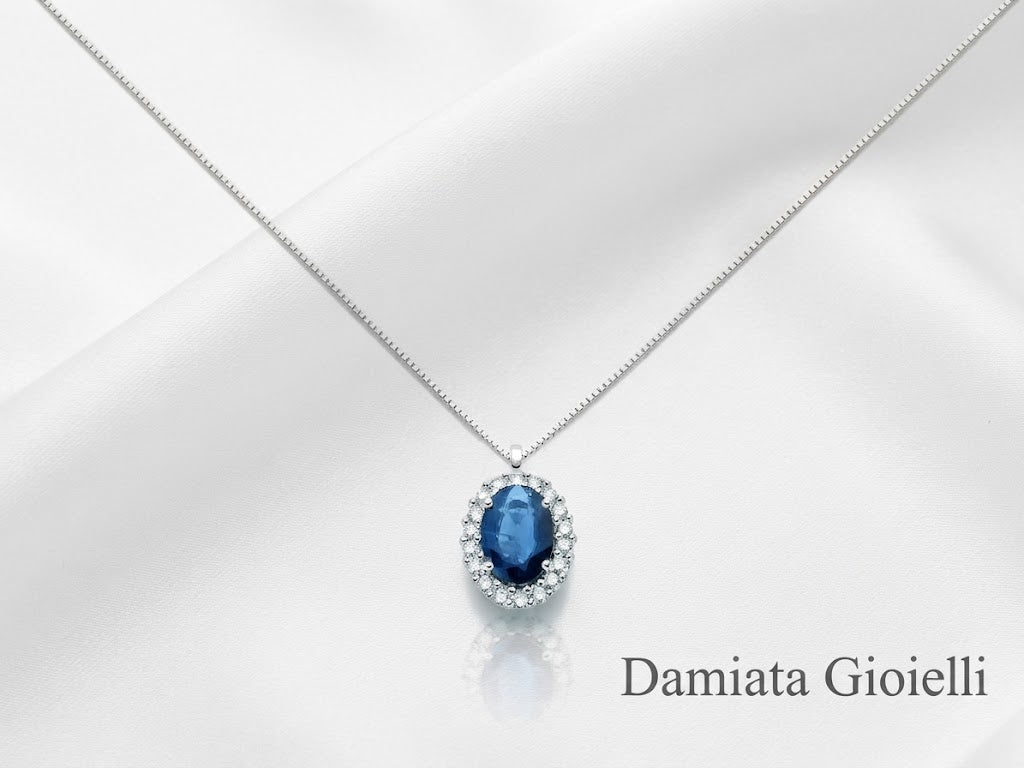 Collana donna Miluna in oro bianco, diamanti e zaffiro ref. CLD4093