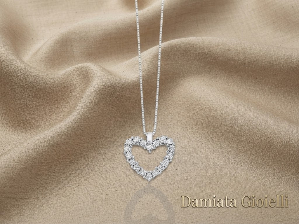 Collana a cuore donna Miluna in oro bianco e diamanti ref. CLD4222