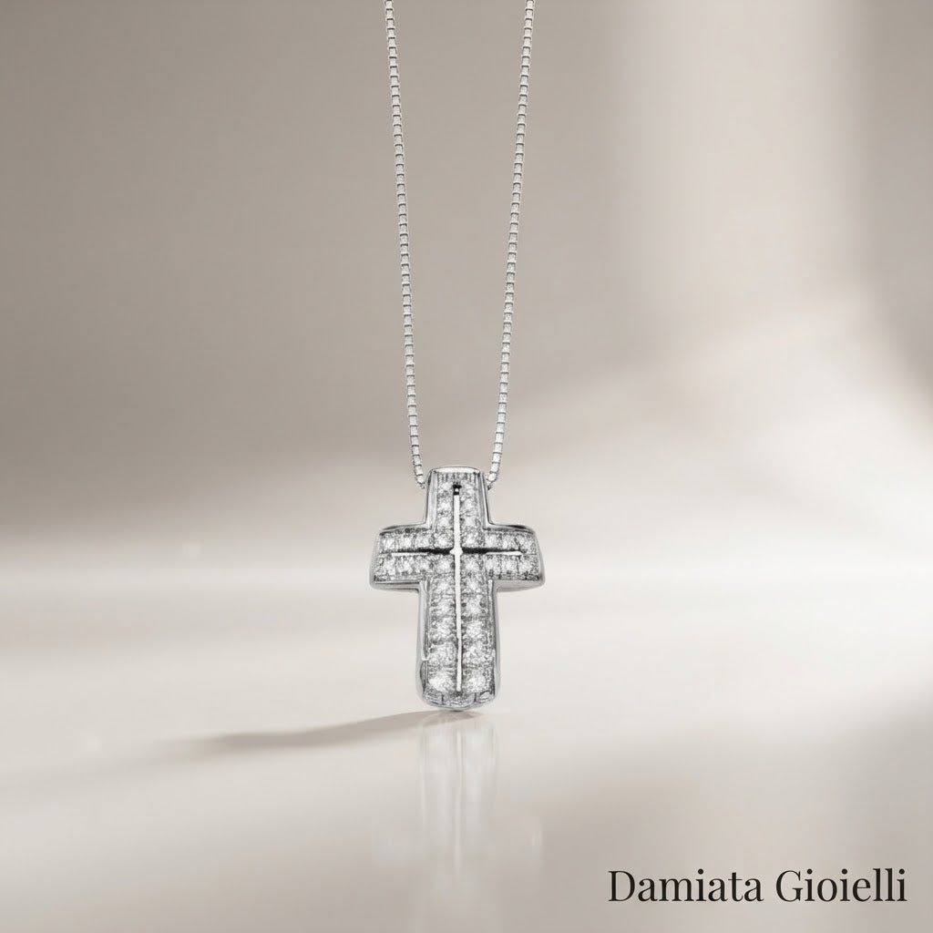 Collana con croce donna Miluna in oro bianco e diamanti ref. CLD4313