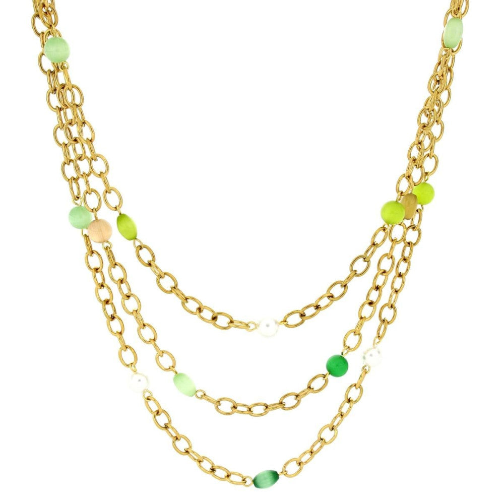 Collana tre fili donna Urania Preziosi in acciaio dorato CLLED1001VER