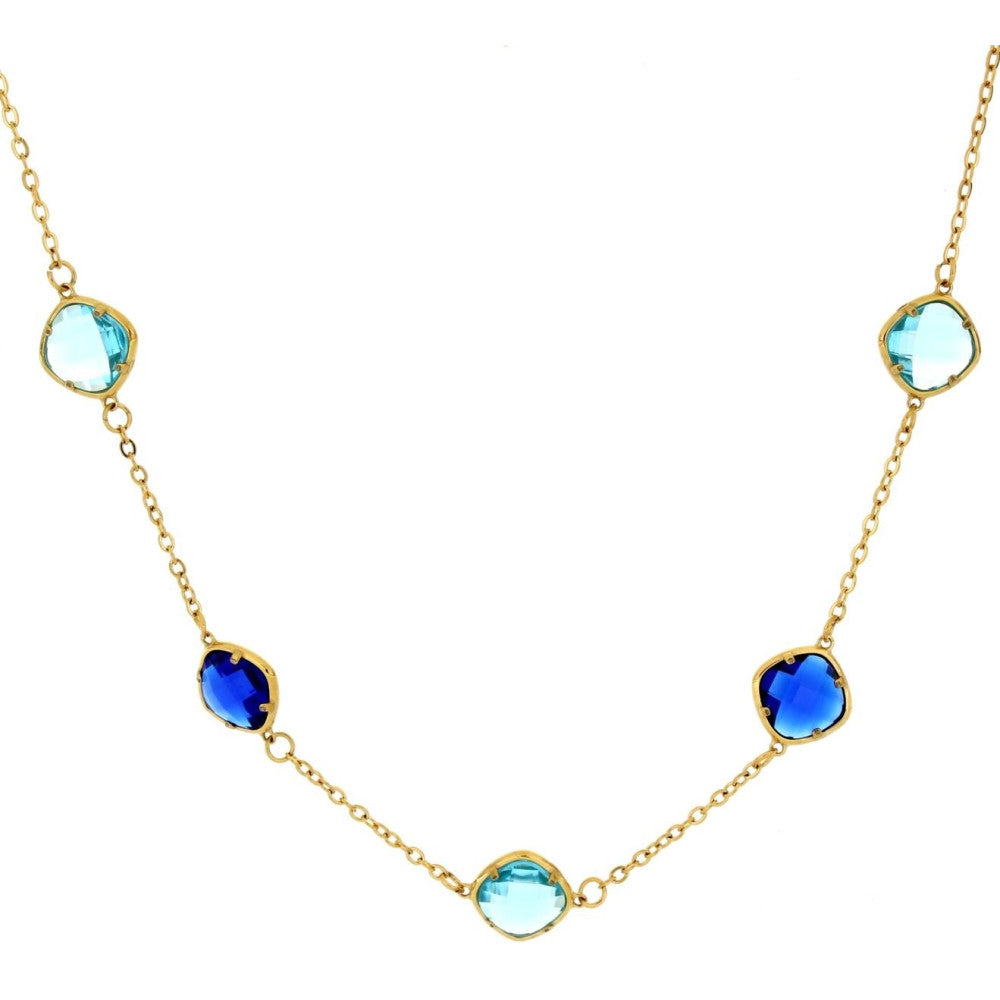 Collana donna Urania Preziosi in acciaio dorato  e cristalli CLLED2002BLU