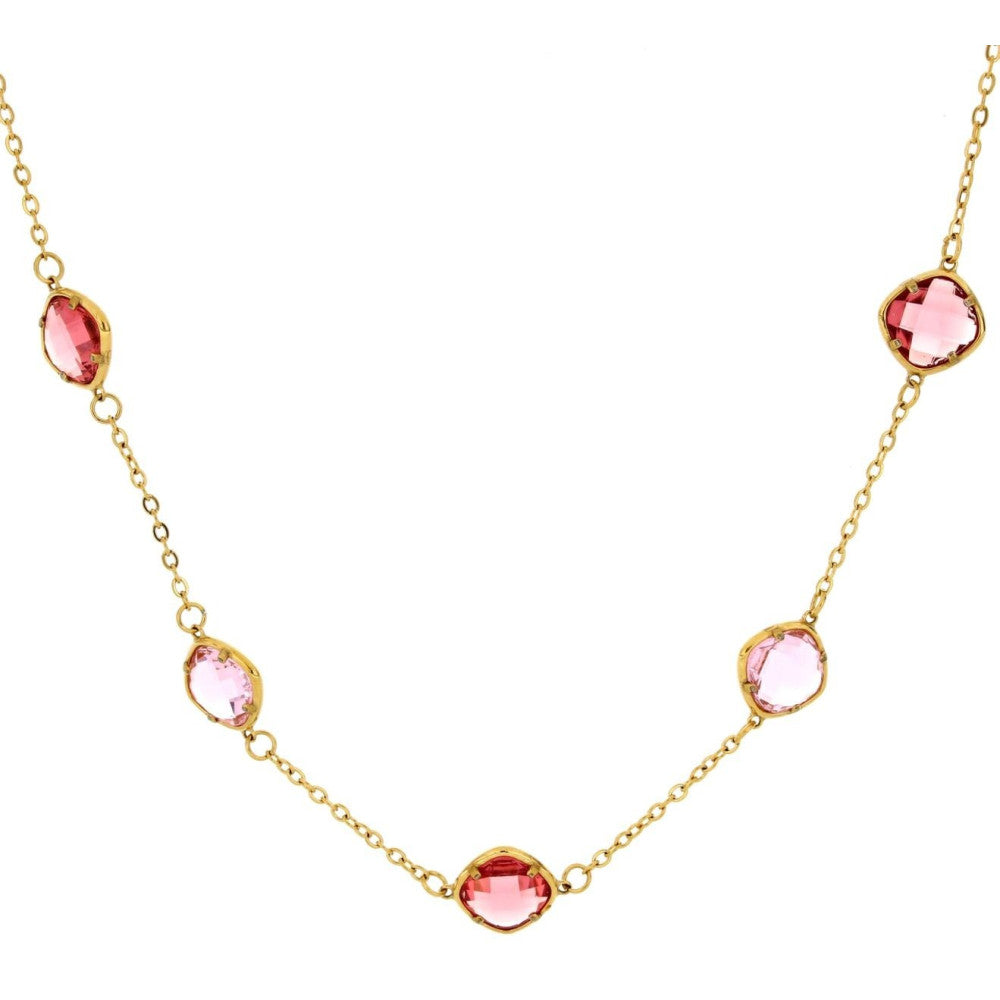 Collana donna Urania Preziosi in acciaio dorato  e cristalli CLLED2002RS