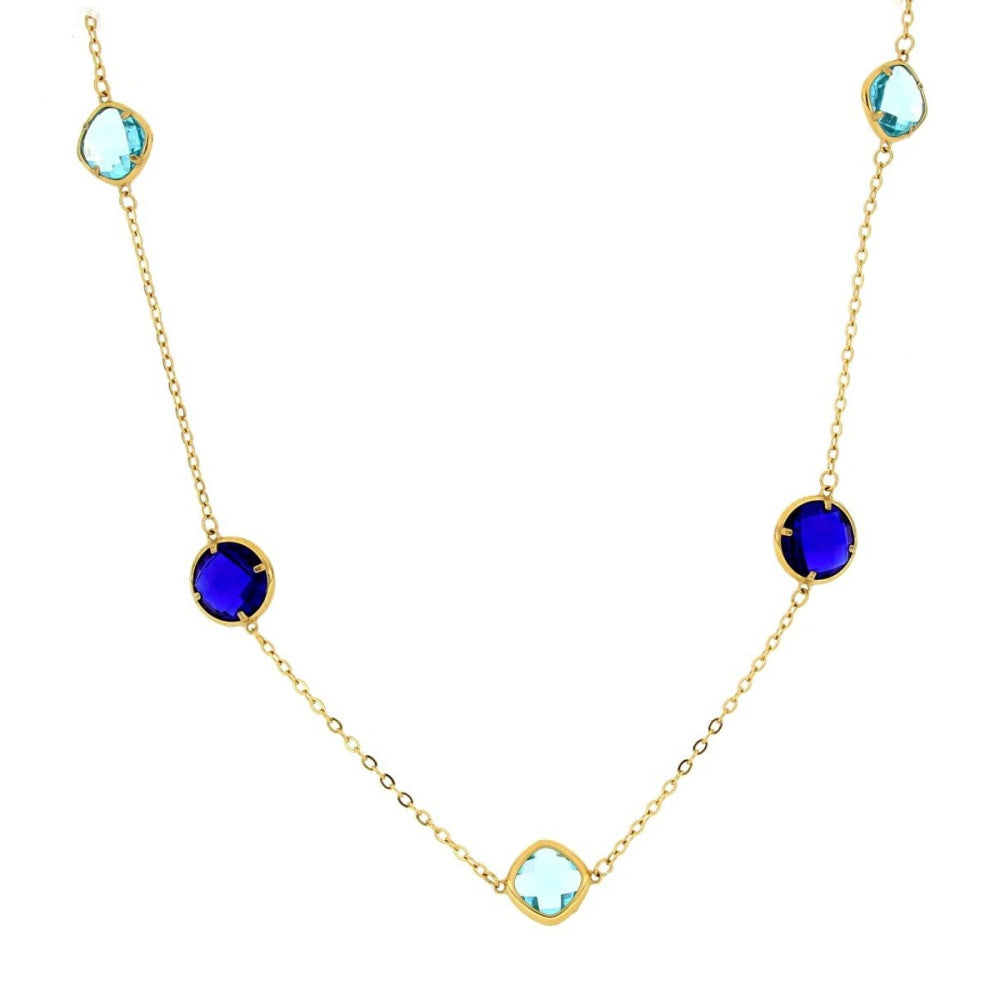 Collana lunga donna Urania Preziosi in acciaio dorato  e cristalli CLLED2003BLU