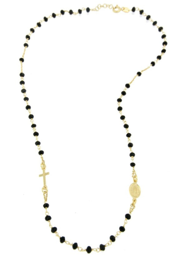 Collana rosario unisex Urania Preziosi in argento dorato e cristalli CLR1019