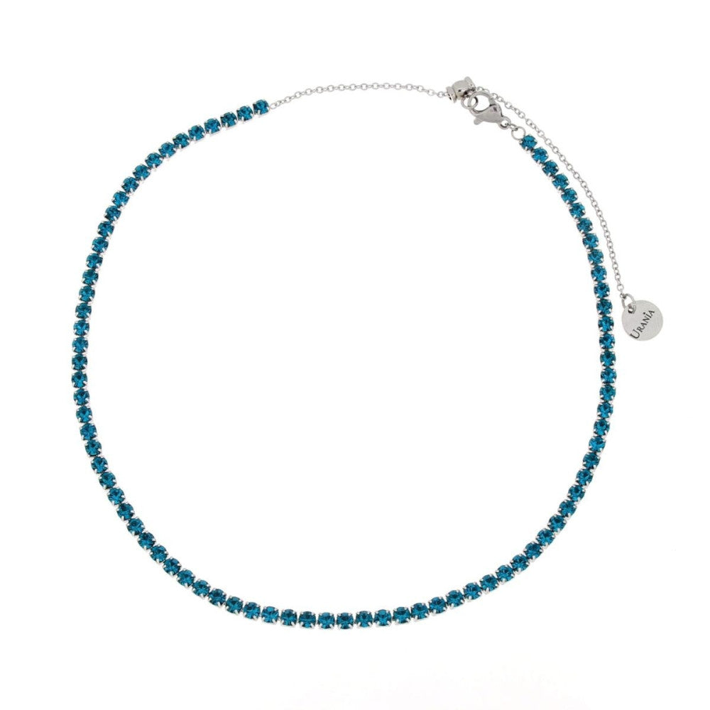 Collana tennis donna Urania Preziosi in acciaio e zirconi azzurri CLTE03AZZ