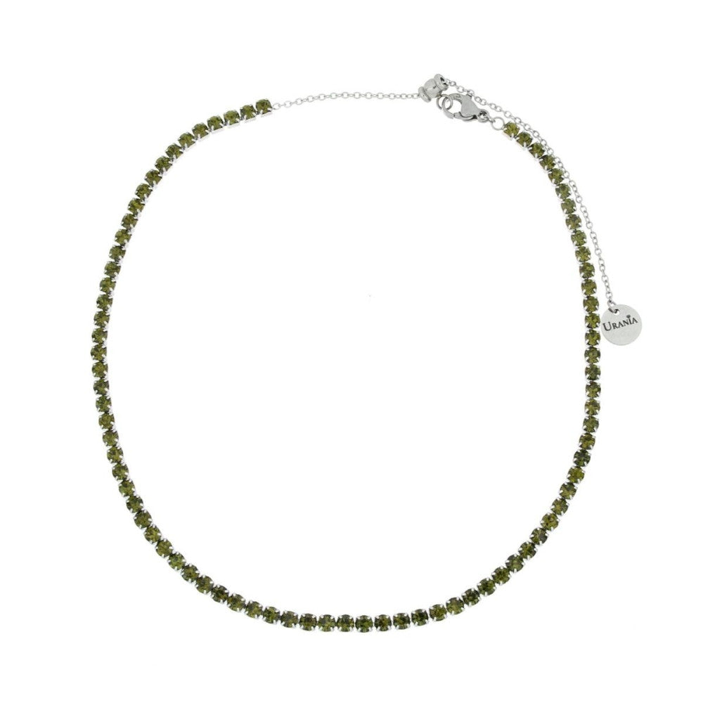 Collana tennis donna Urania Preziosi in acciaio e zirconi verdi CLTE03OL