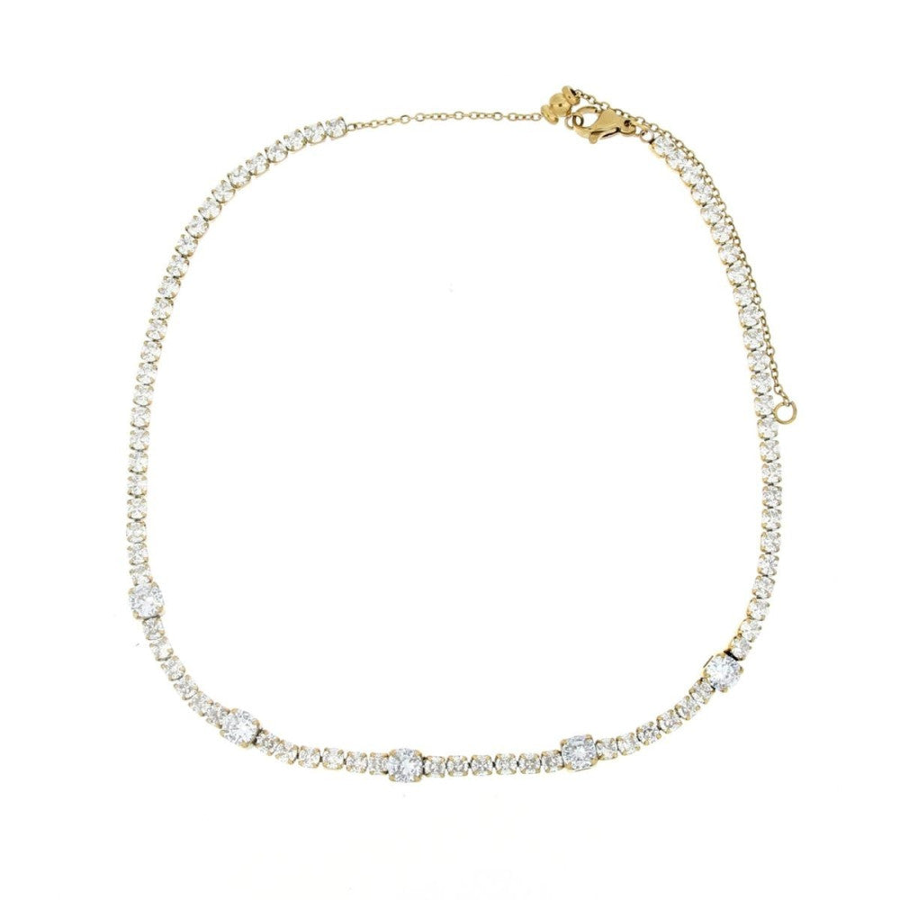 Collana tennis donna Urania Preziosi in acciaio dorato e zirconi bianchi CLTE01050GD