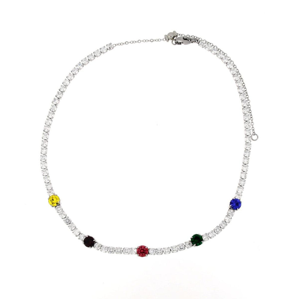 Collana tennis donna Urania Preziosi in acciaio e zirconi multicolor CLTE01050MLT