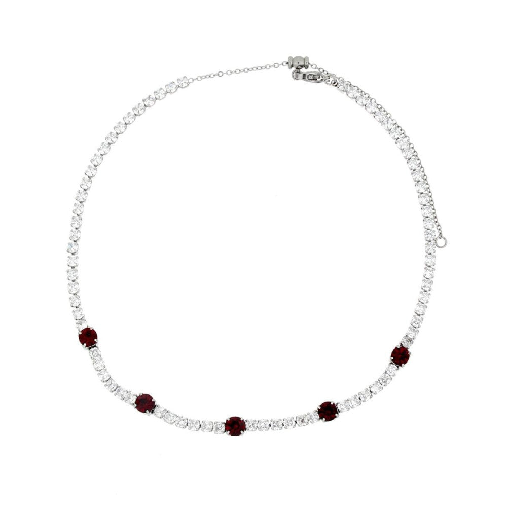 Collana tennis donna Urania Preziosi in acciaio e zirconi bianchi e rossi CLTE01050RB
