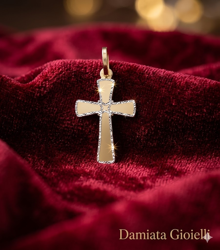 Ciondolo a croce donna Damiata Gioielli in oro bianco e giallo ref. CR3-18