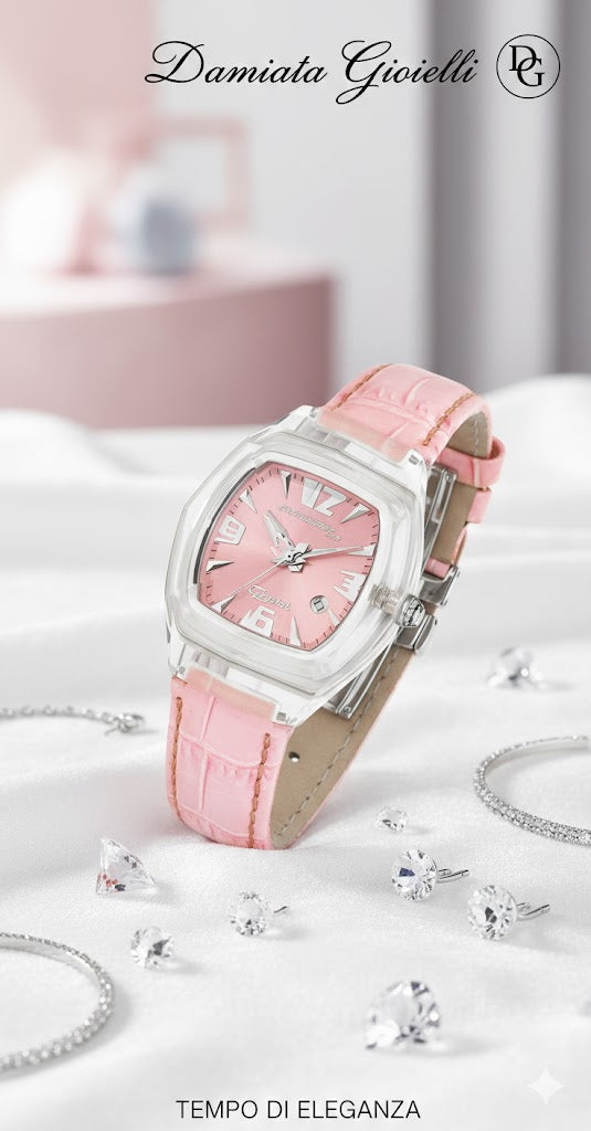 Orologio solo tempo Chronotech donna in cristallo e pelle CT.7888L/07