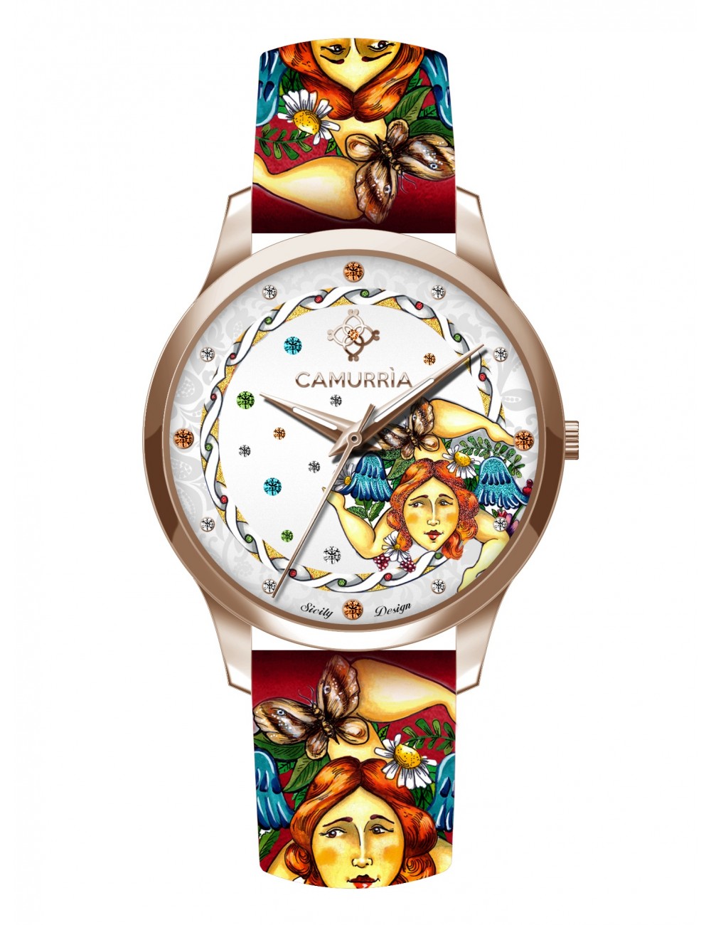 Orologio Camurria donna collezione "A TRINACRIA" in acciaio e pelle CW62RT1