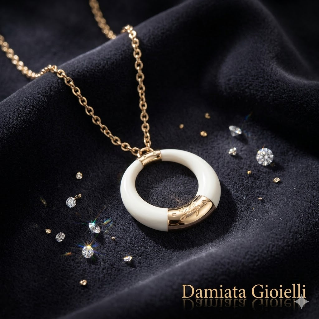 Collana D&G donna in acciaio dorato e resina bianca DJ0643