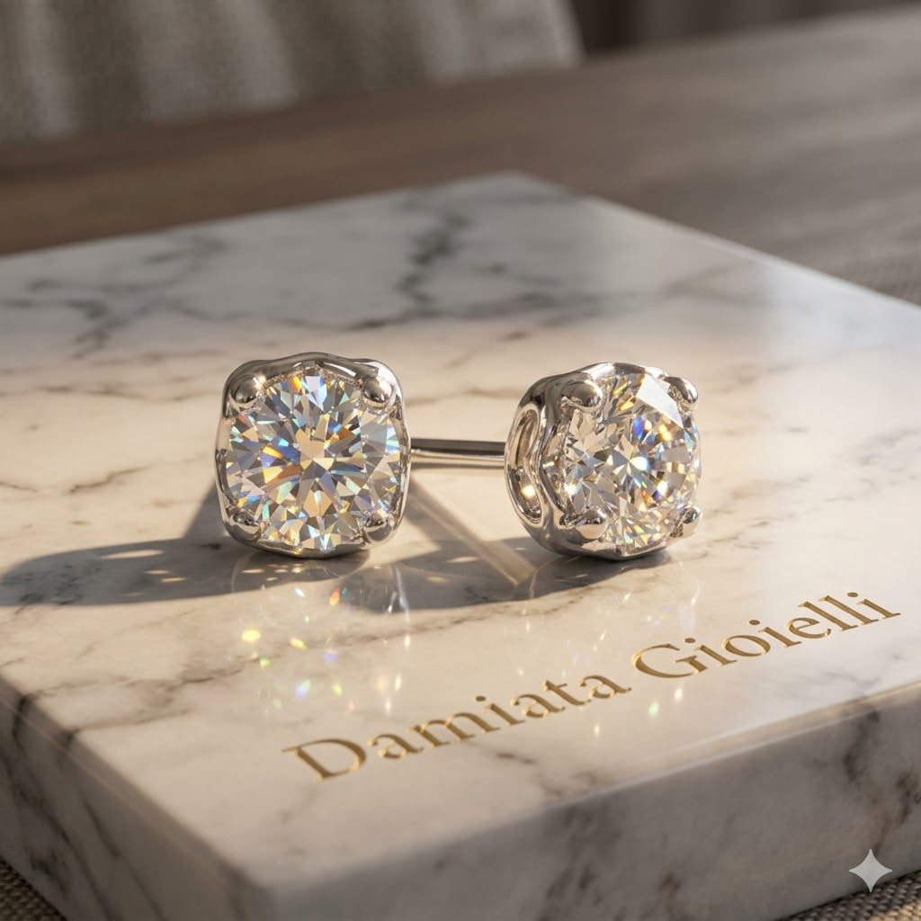 Orecchini punto luce donna Recarlo in oro e diamanti /023
