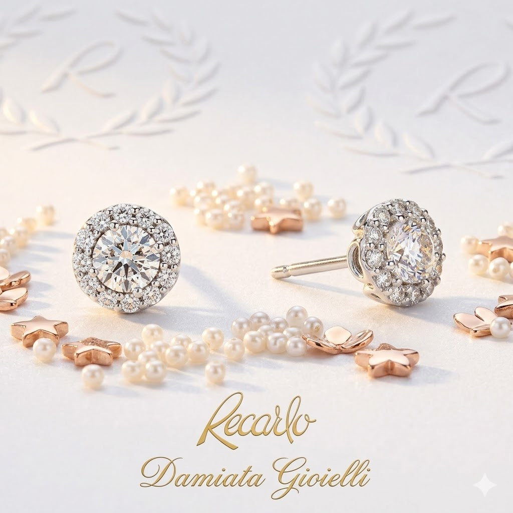 Orecchini punto luce donna Recarlo in oro bianco e diamanti E01SC018/041-1