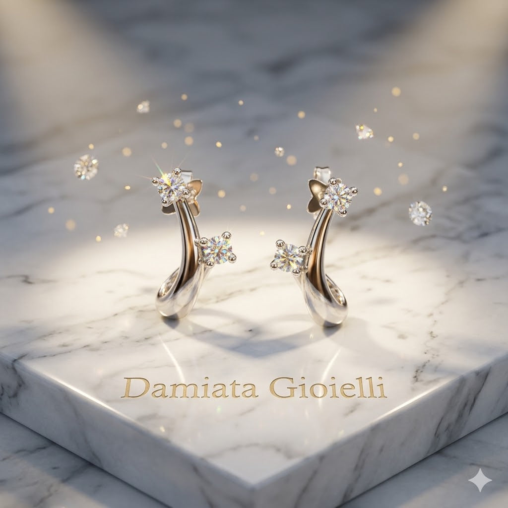 Orecchini bilogy donna Recarlo in oro bianco e diamanti E02CO341/066