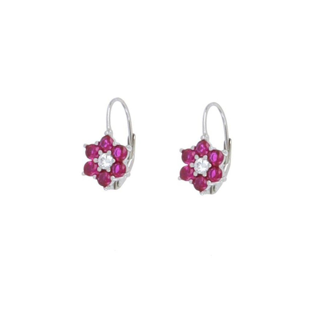Orecchini a fiore donna Urania Preziosi in argento e zirconi E2501RB
