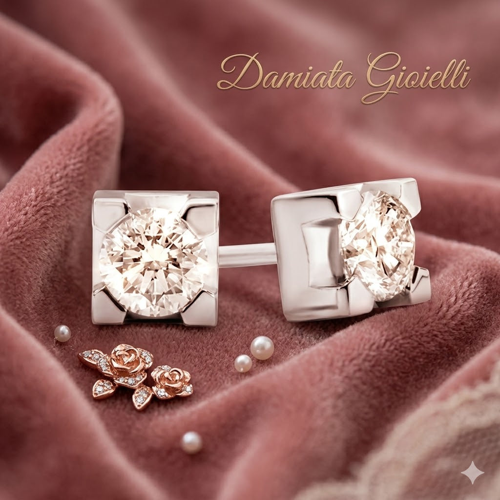 Orecchini punto luce donna Recarlo in oro bianco e diamanti E30PX265/065