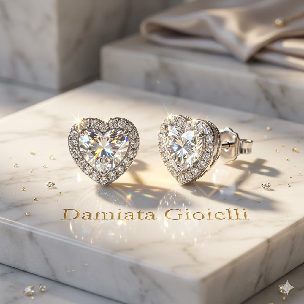 Orecchini cuore donna Recarlo in oro bianco e diamanti E67SC002/046