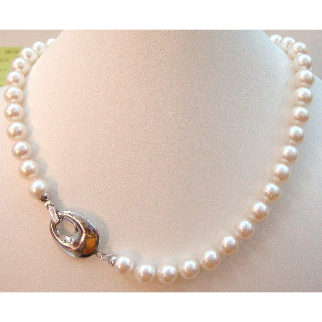 Collana filo di perle donna Orelù in oro bianco