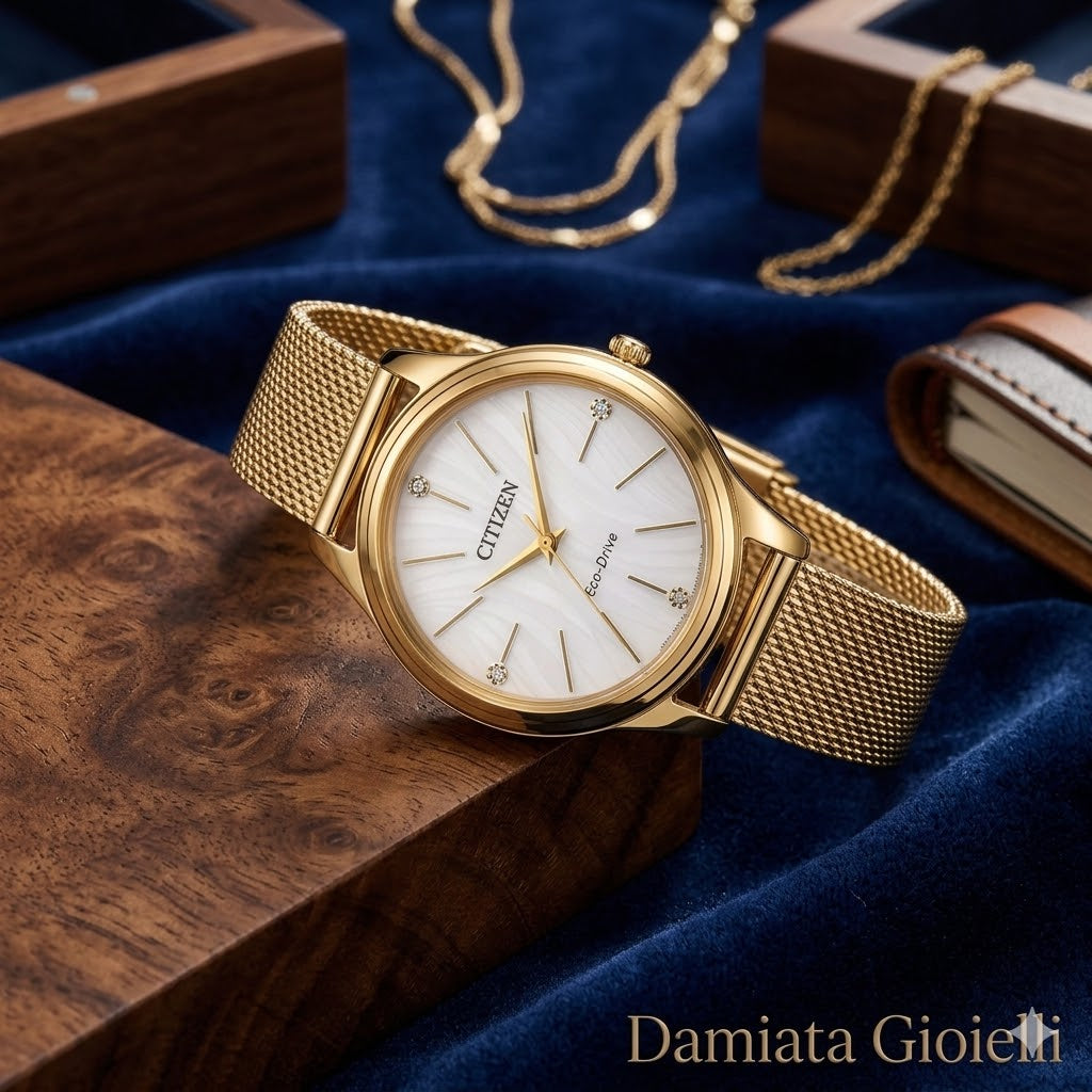 Orologio Citizen donna collezione "OF" in acciaio dorato e cristalli EM1222-87A