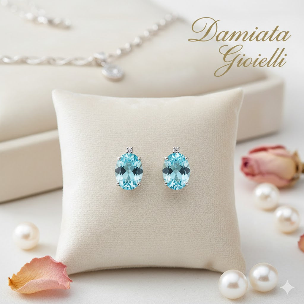 Orecchini donna Miluna in oro bianco, diamanti e topazi ERD2272X
