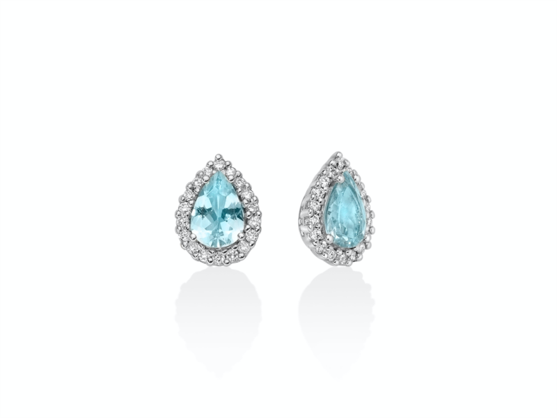 Orecchini a goccia donna Miluna in oro bianco, diamanti e acquamarine ERD2618