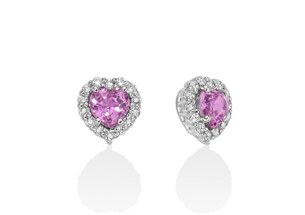 Orecchini a cuore donna Miluna in oro bianco e zaffiro rosa ERD2637