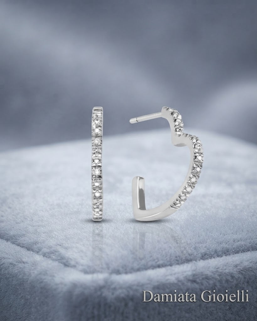 Orecchini a cuore donna Miluna in argento e diamanti ref. ERD2644