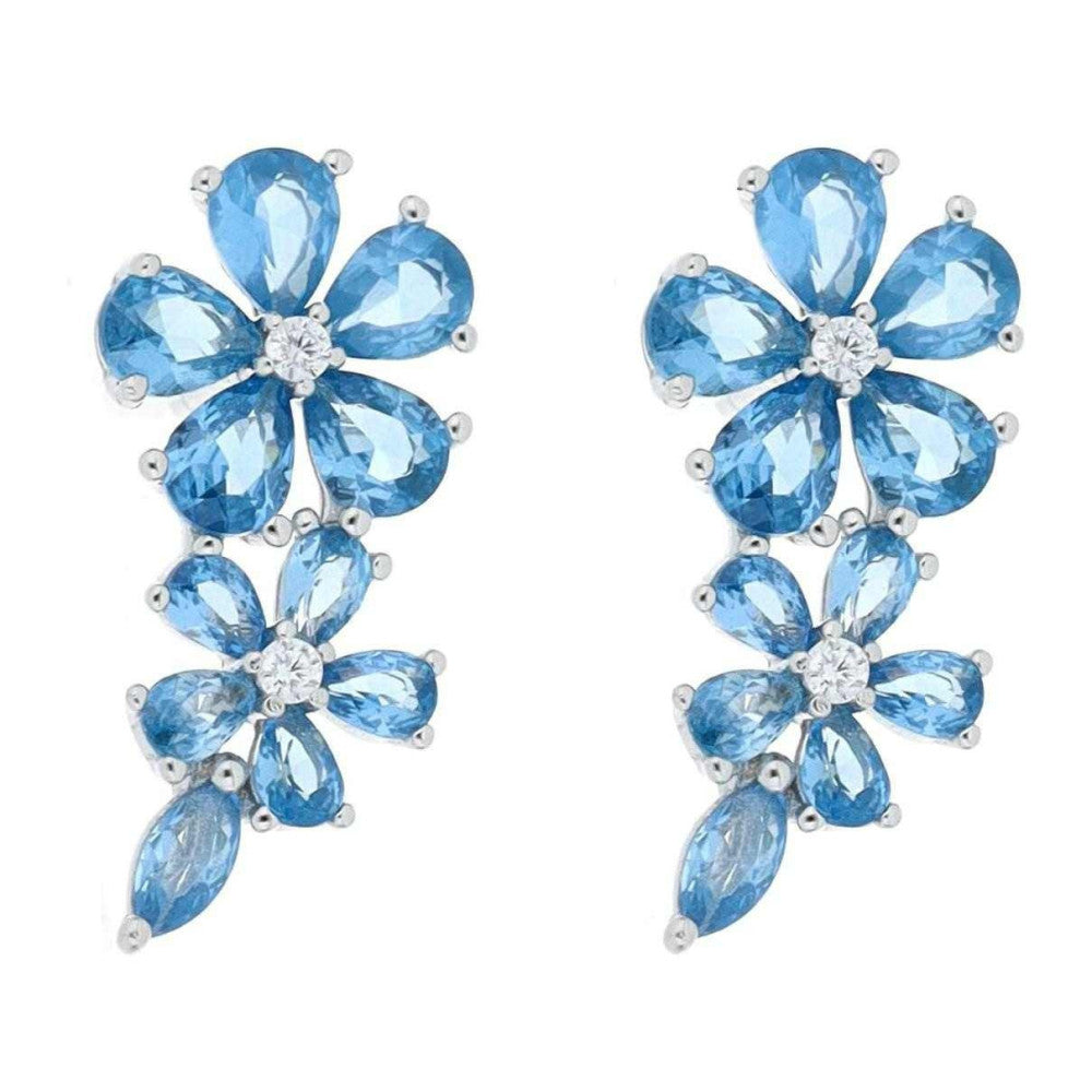 Orecchini pendenti a fiore donna Urania Preziosi in argento e zirconi ESI1001ACQ