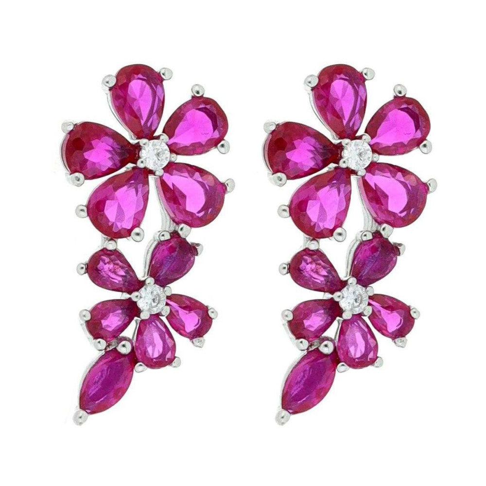 Orecchini pendenti a fiore donna Urania Preziosi in argento e zirconi ESI1001RB