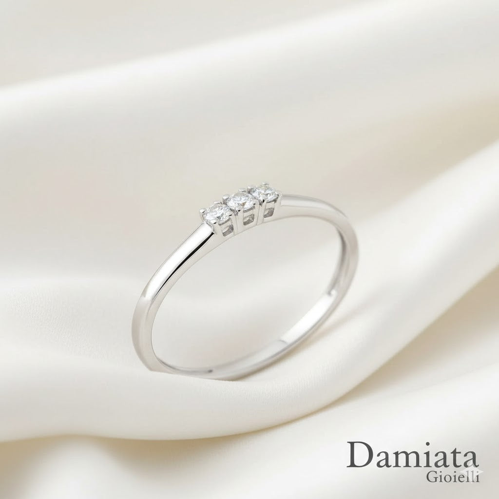 Anello trilogy donna Orelù in oro bianco e diamanti FE28D018GSI