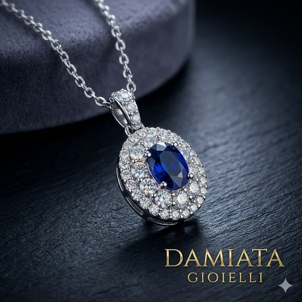 Collana donna Giorgio Visconti in oro bianco, diamanti e zaffiro GB38963BZ