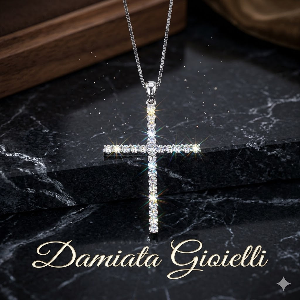 Collana croce per donna Giorgio Visconti in oro bianco e diamanti GBX33241