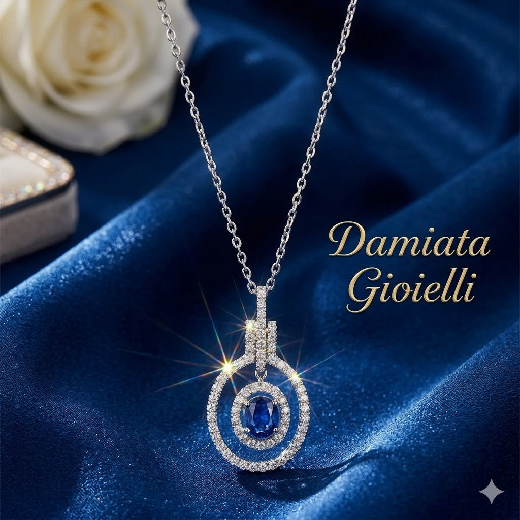 Collana donna Giorgio Visconti in oro bianco, diamanti e zaffiro GBX35395Z