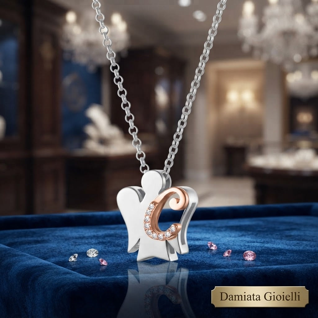 Collana con iniziale C Roberto Giannotti Donna in argento bicolore e zirconi ref. GIA500C