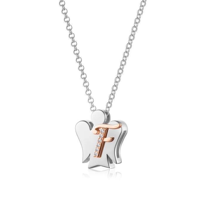 Collana con iniziale F donna Roberto Giannotti Donna in argento bicolore e zirconi GIA500F