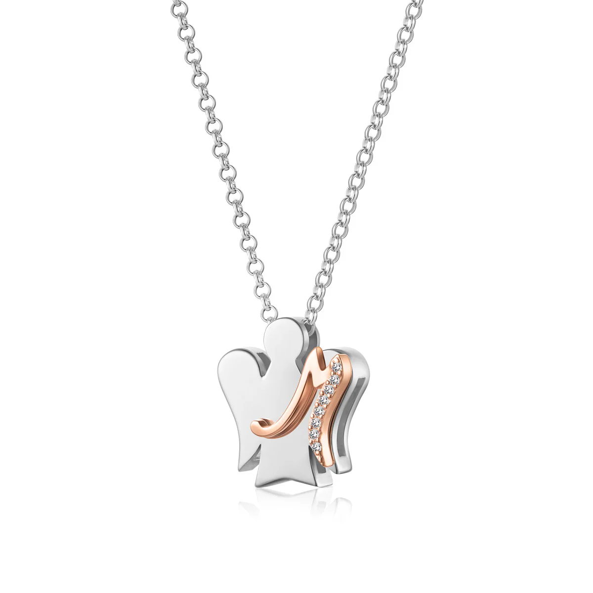 Collana con iniziale M donna Roberto Giannotti Donna in argento bicolore e zirconi GIA500M