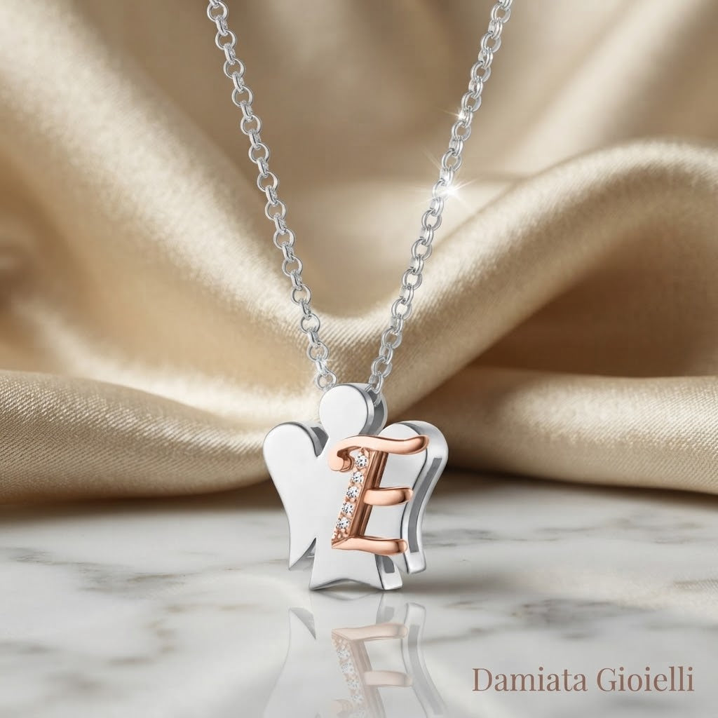 Collana con iniziale E Roberto Giannotti Donna in argento bicolore e zirconi ref. GIA500E