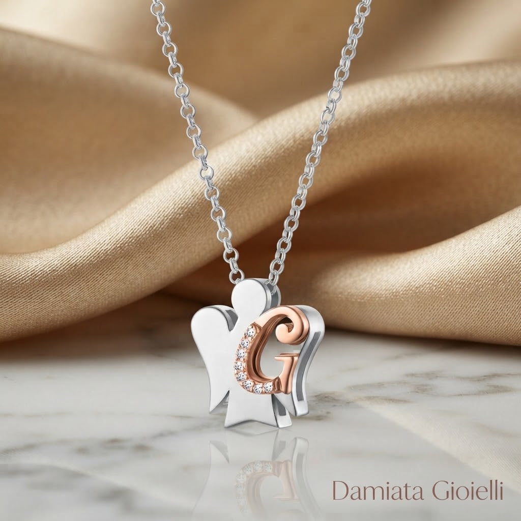 Collana con iniziale G Roberto Giannotti Donna in argento bicolore e zirconi ref. GIA500G