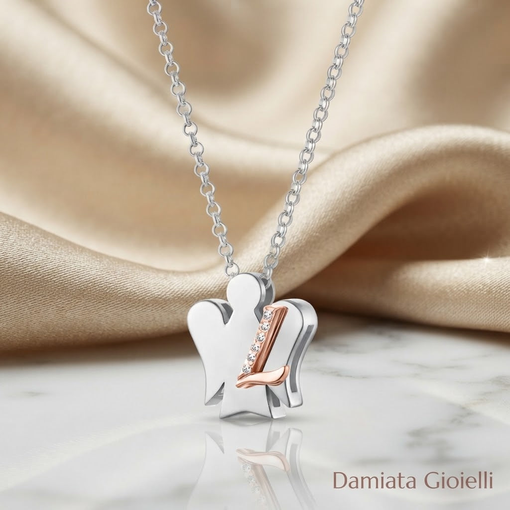 Collana con iniziale L Roberto Giannotti Donna in argento bicolore e zirconi ref. GIA500L