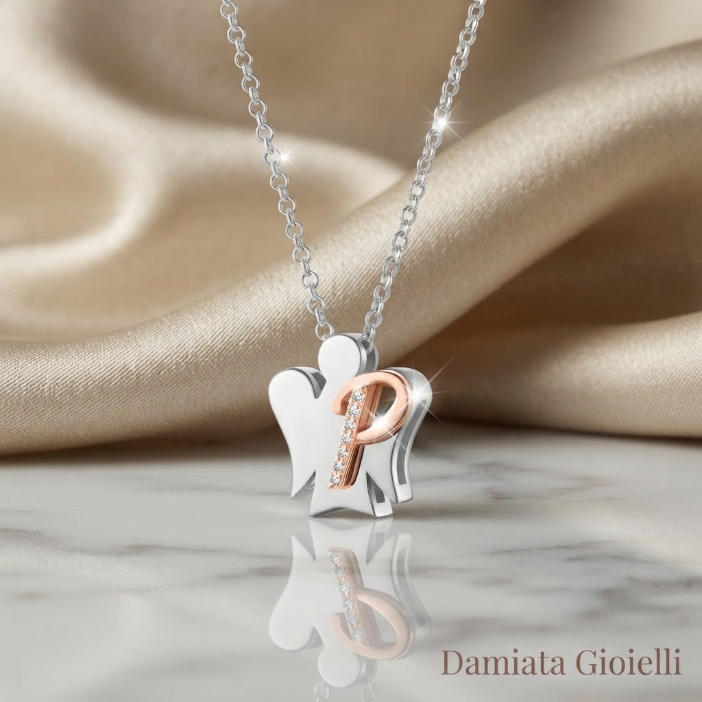 Collana con iniziale P donna Roberto Giannotti Donna in argento bicolore e zirconi GIA500P