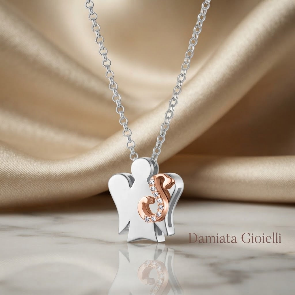 Collana con iniziale S Roberto Giannotti Donna in argento bicolore e zirconi ref. GIA500S