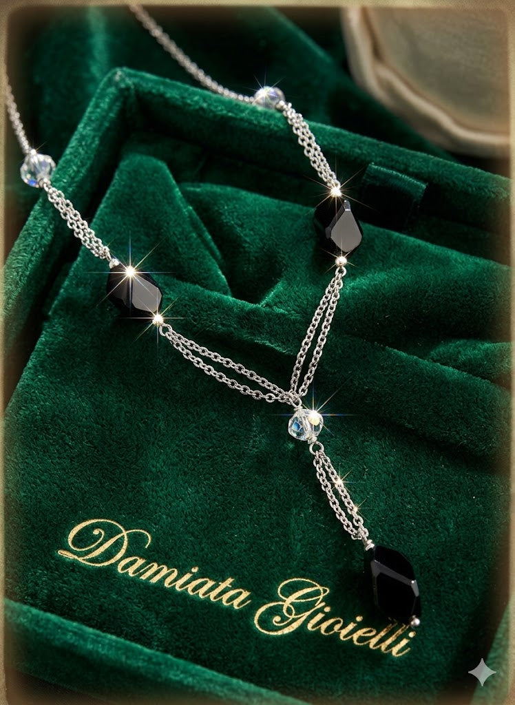 Collana Boccadamo donna in argento e cristalli GR376NER
