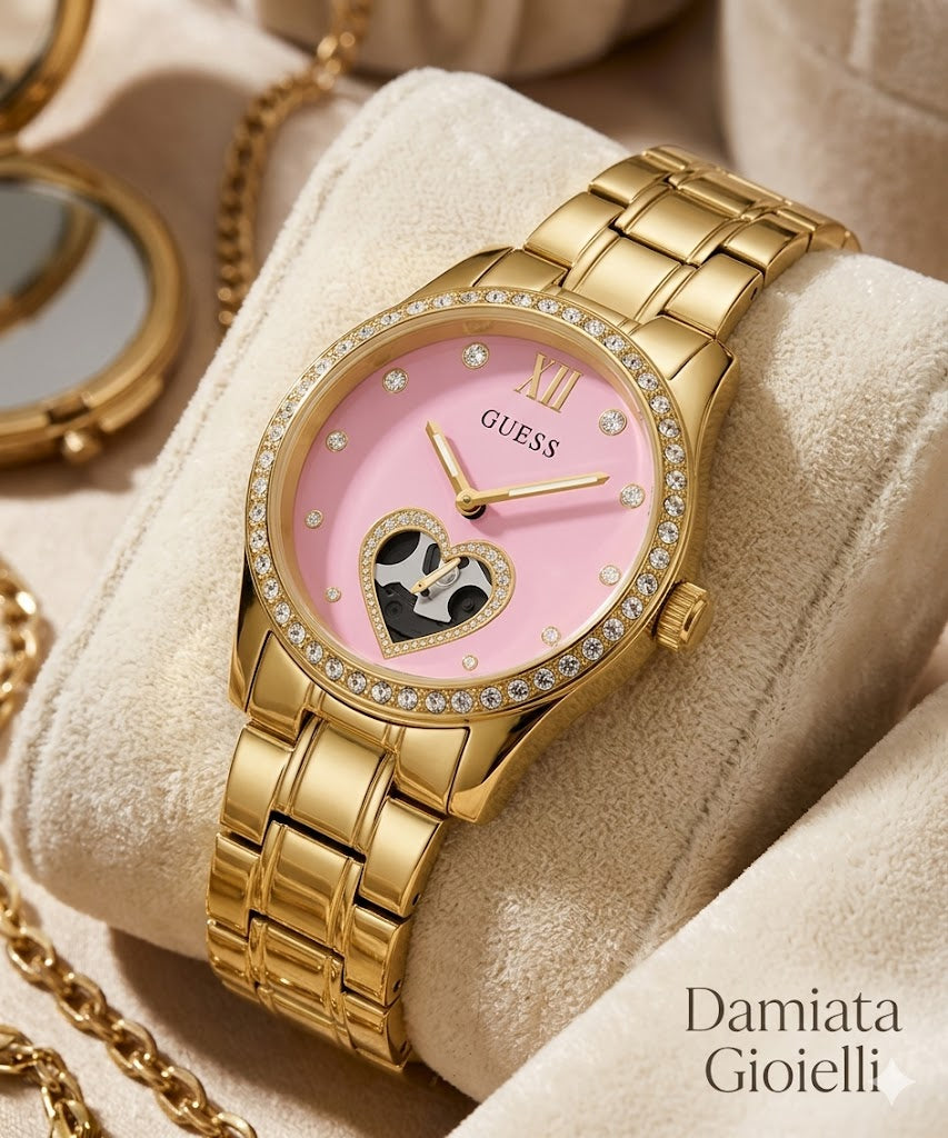 Orologio solo tempo donna Guess collezione Be Loved in metallo rosè GW0380L2