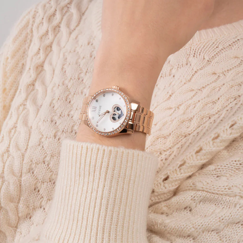 Orologio solo tempo donna Guess collezione Be Loved in metallo rosè GW0380L3